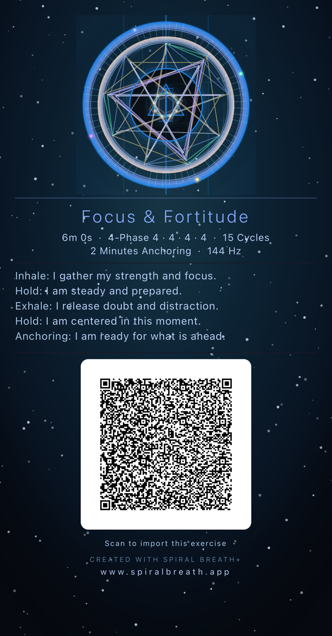 Share card — Focus & Fortitude, 4·4·4·4